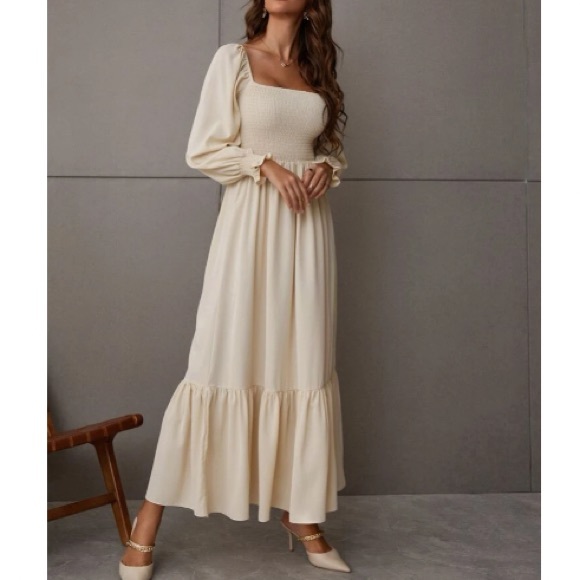 Wavlynn Boho Apricot Patchwork Sleeveless Long Maxi Dress With Ruffled Trim And Cotton Blend Fabric main image 0